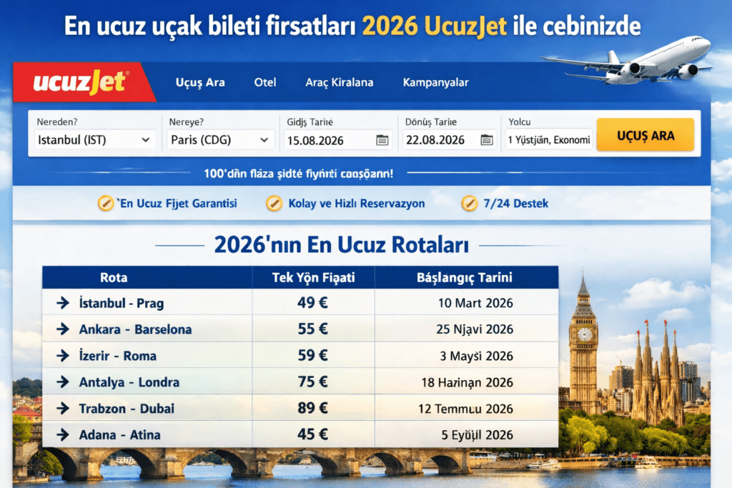 en ucuz uçak bileti fırsatları 2026 ucuzjet ile cebinizde